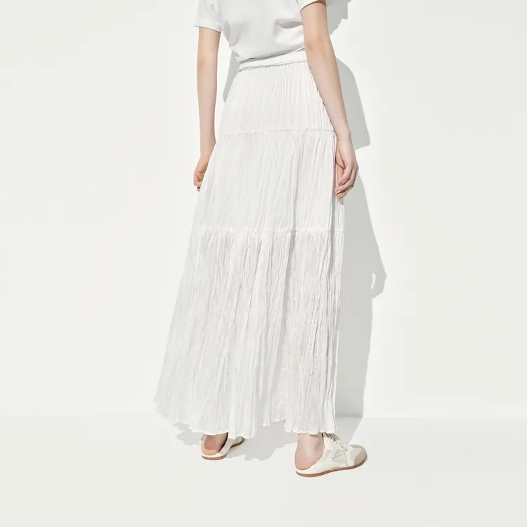 MO&CO Casual Long Skirts Women's Raw White-4