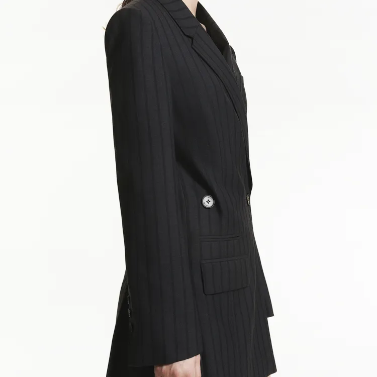 MOCO Business Suit Women's Black Gray Stripes-5