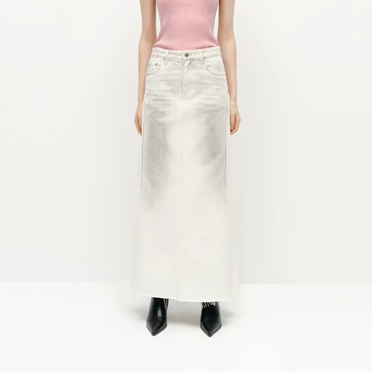 MOCO Denim Long Skirt Women's Denim White-2