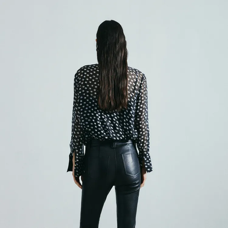 MOCO Shirt Women's Black White Polka Dots-2