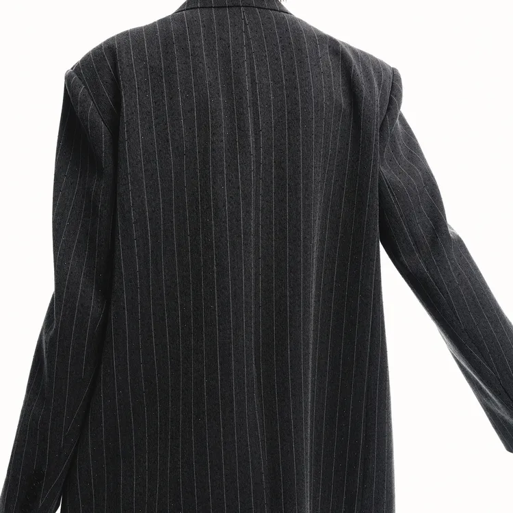 MOCO Business Suit Women's Gray With White Stripes-5