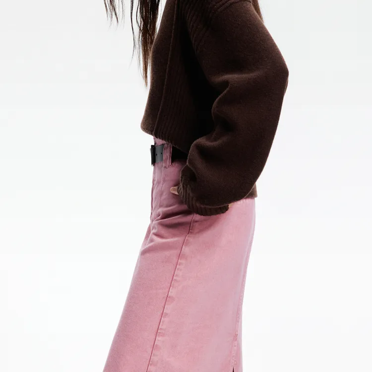 MOCO Denim Long Skirt Women's Neon Pink-5