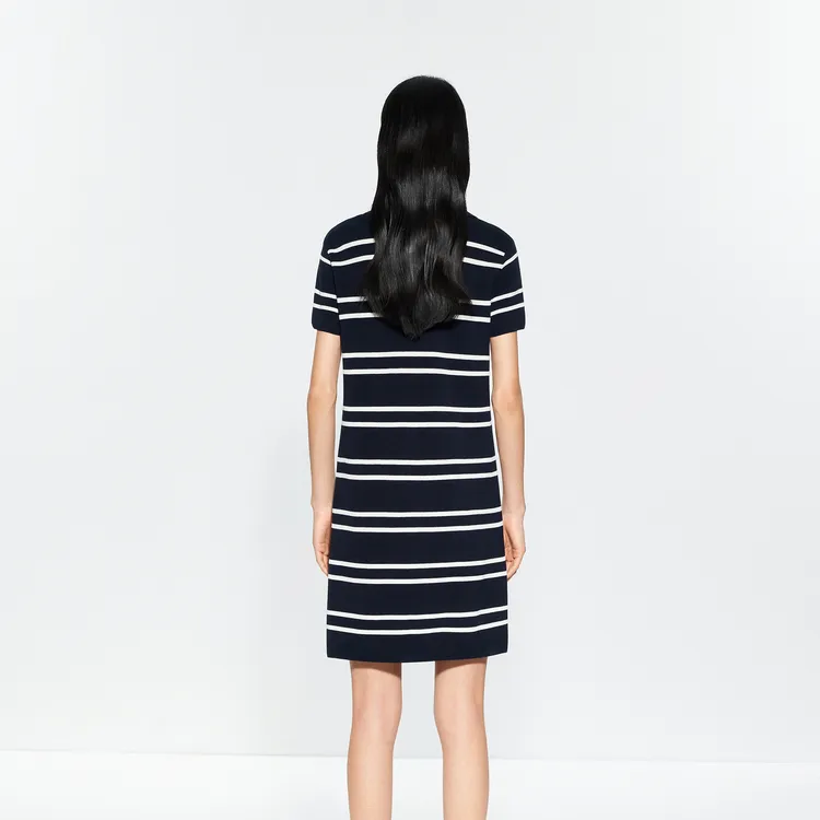 MOCO Short Sleeved Dress Women's Blue White Stripes Color-2