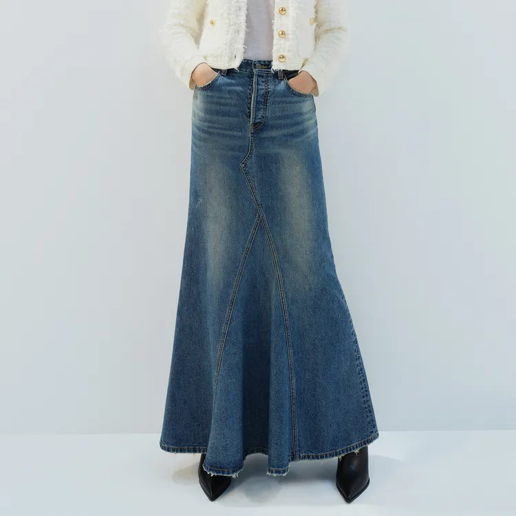 MOCO Denim Long Skirt Women's Denim Blue-3