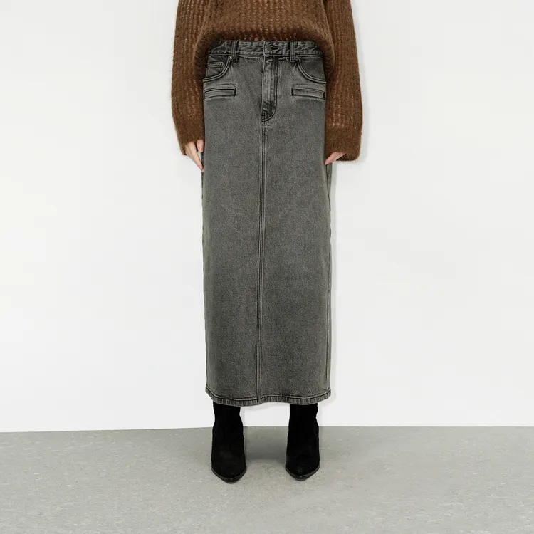 MOCO Denim Long Skirt Women's Black-2