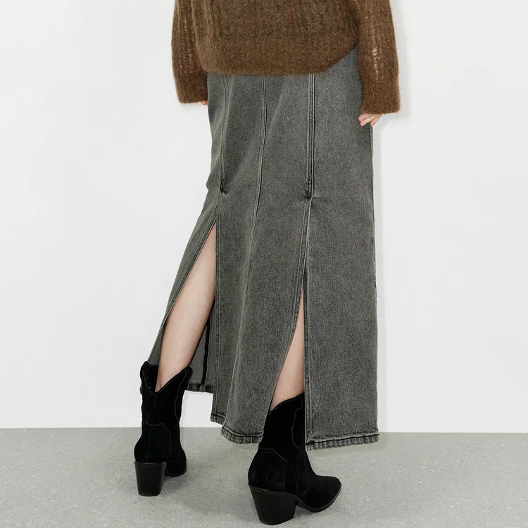MOCO Denim Long Skirt Women's Black-5