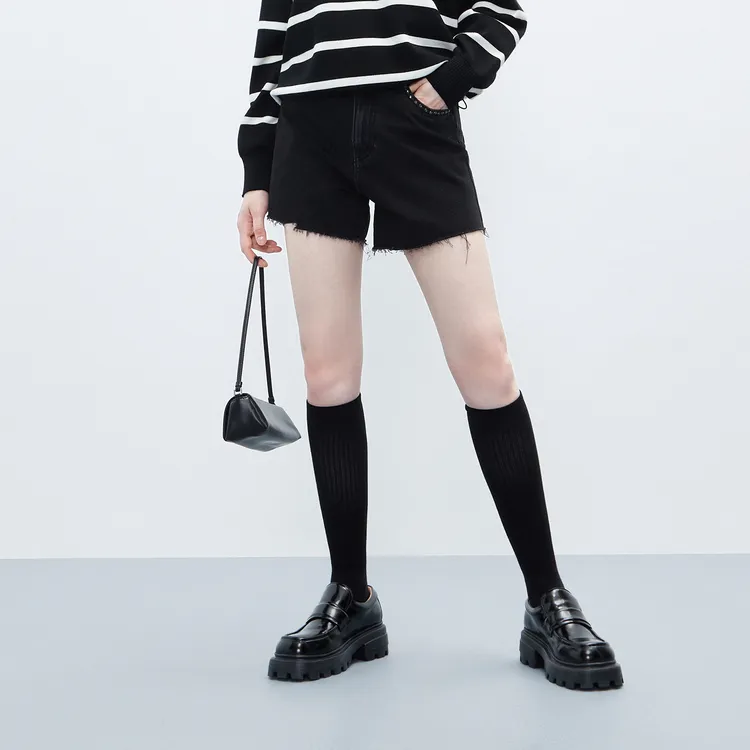 MO&CO Denim Shorts Women's Black-2