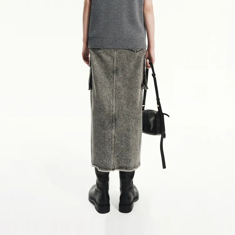 MOCO Denim Long Skirt Women's Black-3