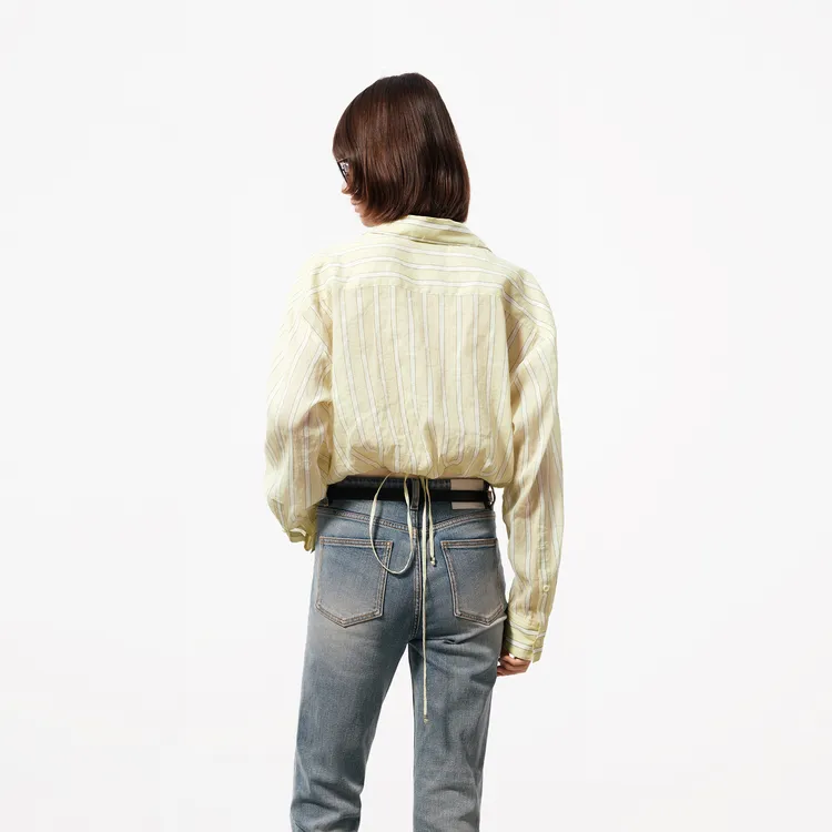 MOCO Shirt Women's Yellow White Stripes-1