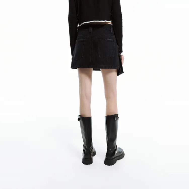 MOCO Denim Short Skirts Women's Black-3