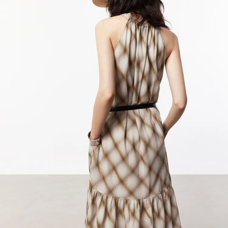 MOCO Sleeveless Dress Women's Khaki Plaid-4