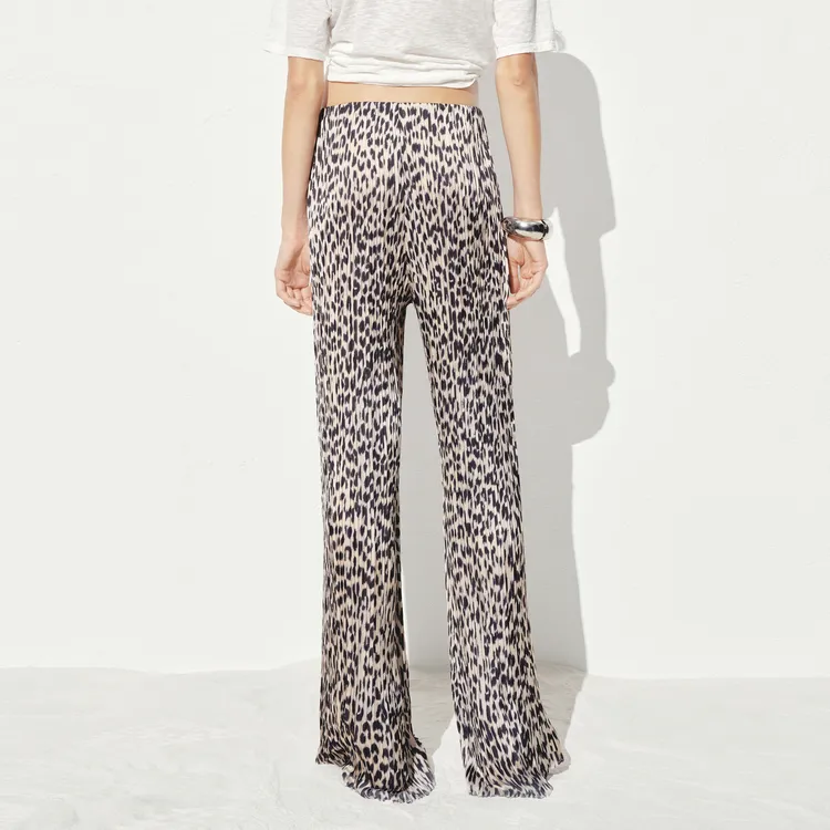 MOCO Casual Pants Women's Camel Brown Leopard Print-4