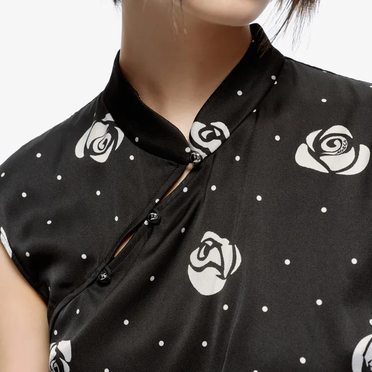 MOCO Short Sleeved Dress Women's Black With White Multicolor-2