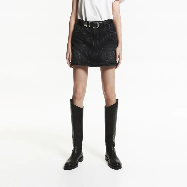 MOCO Denim Short Skirts Women's Black-2