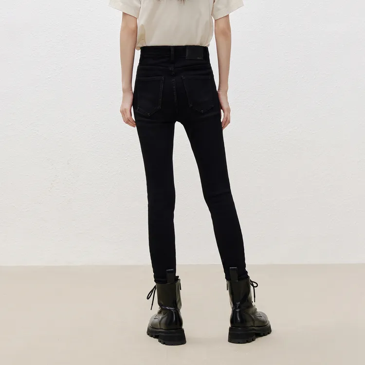 MO&CO Casual Pants Women's Denim Black-3