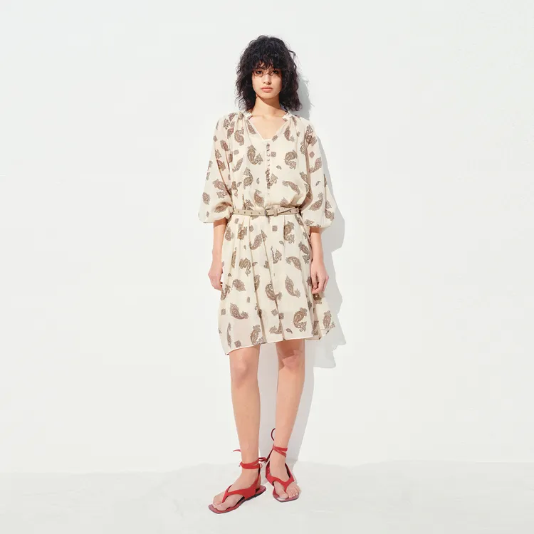MOCO Slip Dress Women's Apricot With Paisley Pattern-3