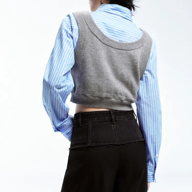 MO&CO Shirts Women's Blue White Stripes Color-3
