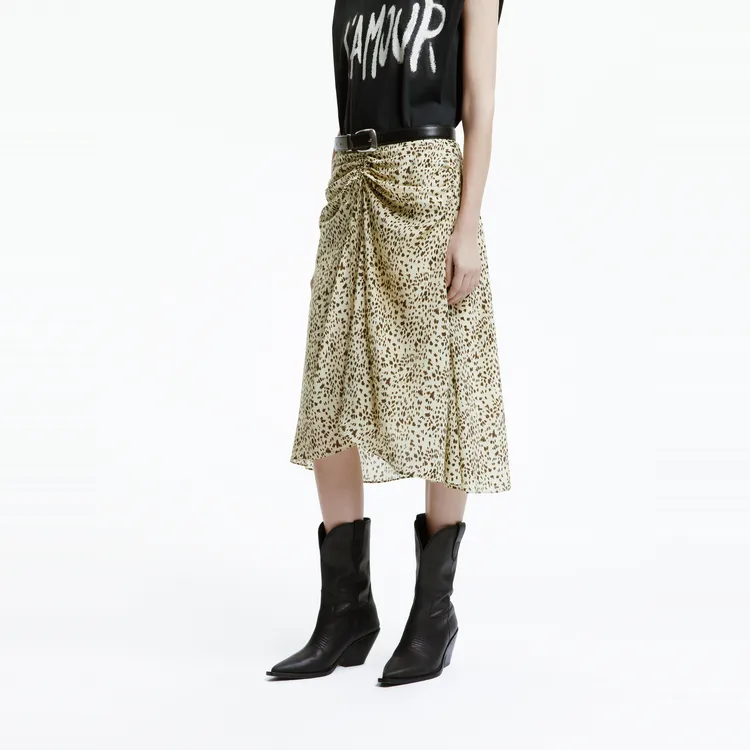 MOCO Casual Long Skirts Women's Multicolor Leopard-5