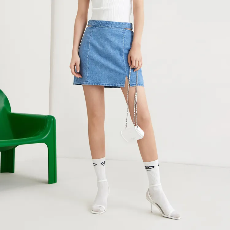 MOCO Denim Short Skirts Women's Denim Light Blue-3