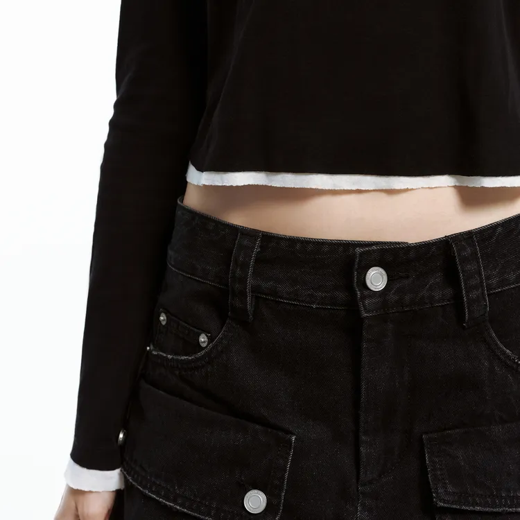MOCO Denim Short Skirts Women's Black-5