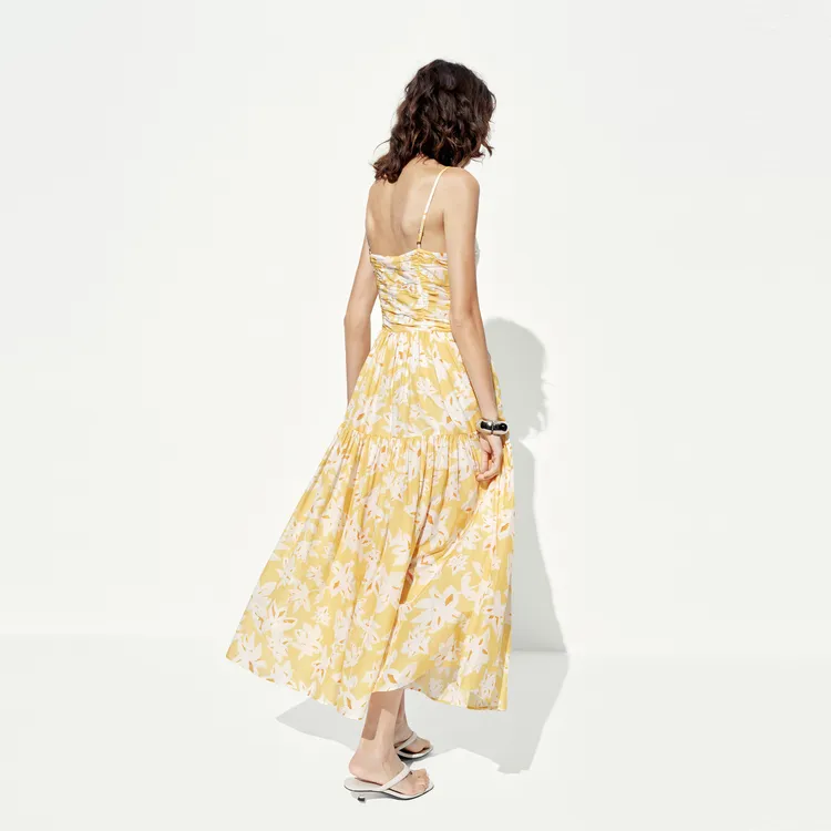 MO&CO Slip Dresses Women's Floral Yellow-1