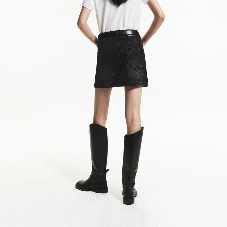 MOCO Denim Short Skirts Women's Black-3