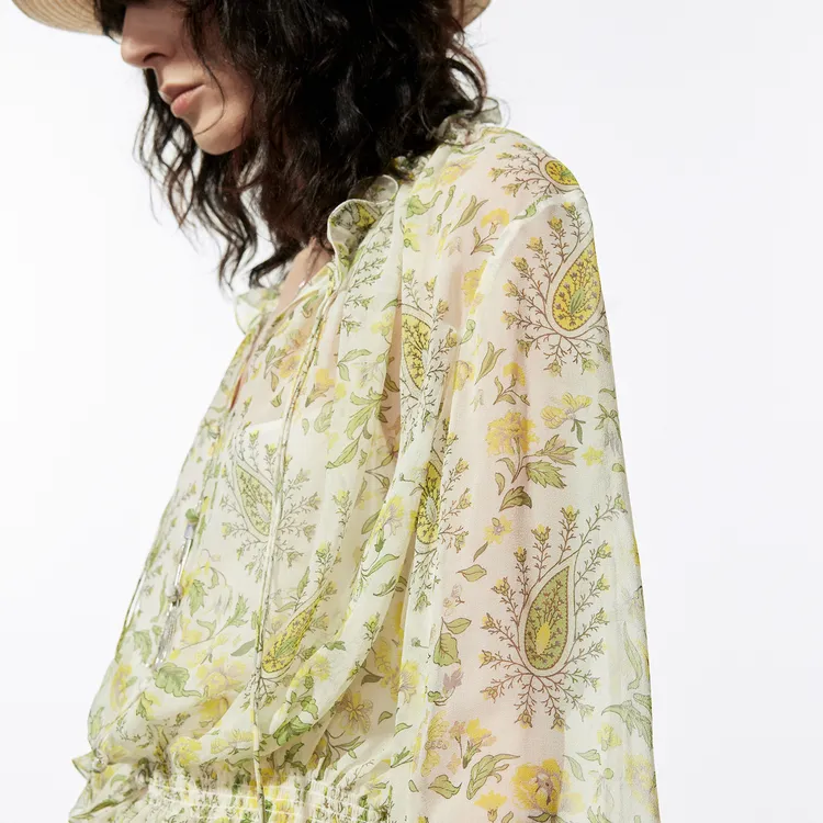 MOCO Shirt Women's White Base With Green Print-3