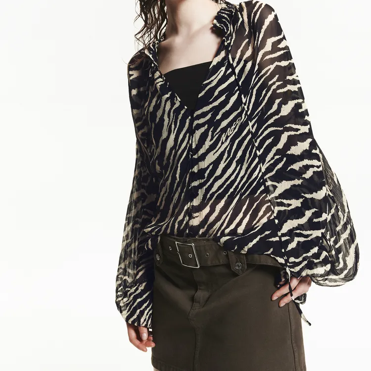 MOCO Chiffon Shirts Women's Two-Tone Tiger Pattern-2