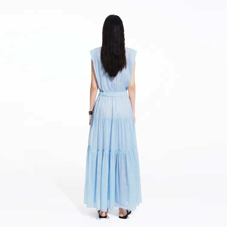 MOCO Sleeveless Dress Women's Blue White Stripes Color-7