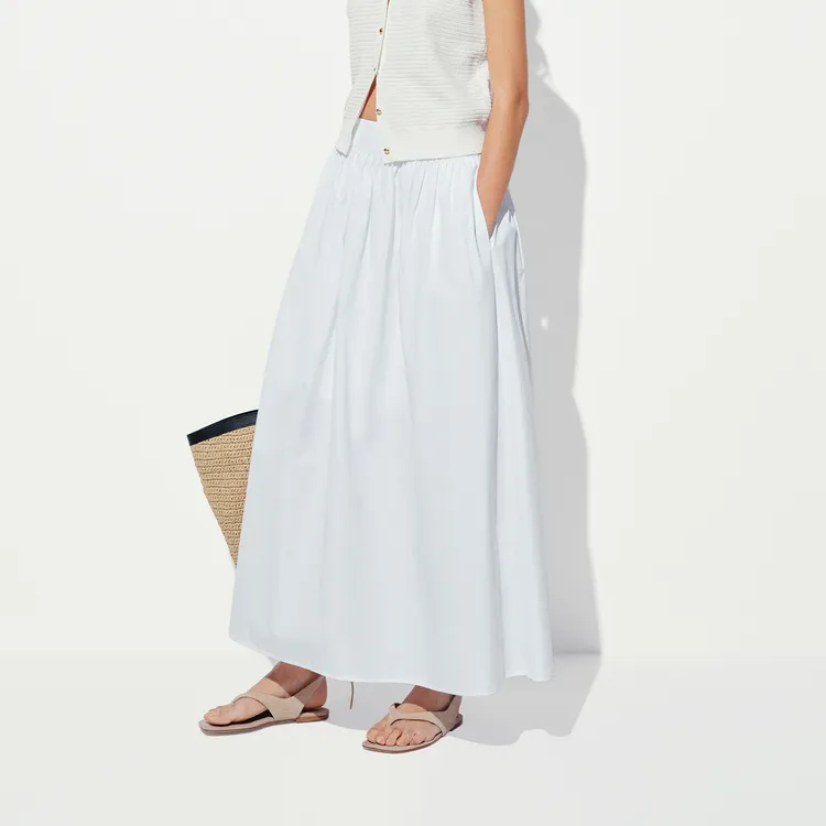 MO&CO Casual Long Skirts Women's Bleached White-4