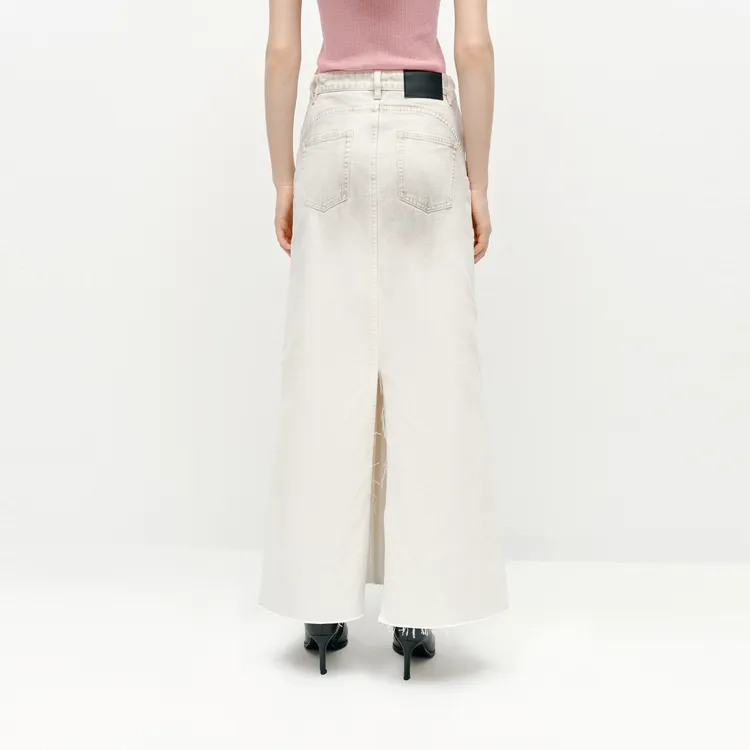 MOCO Denim Long Skirt Women's Denim White-4