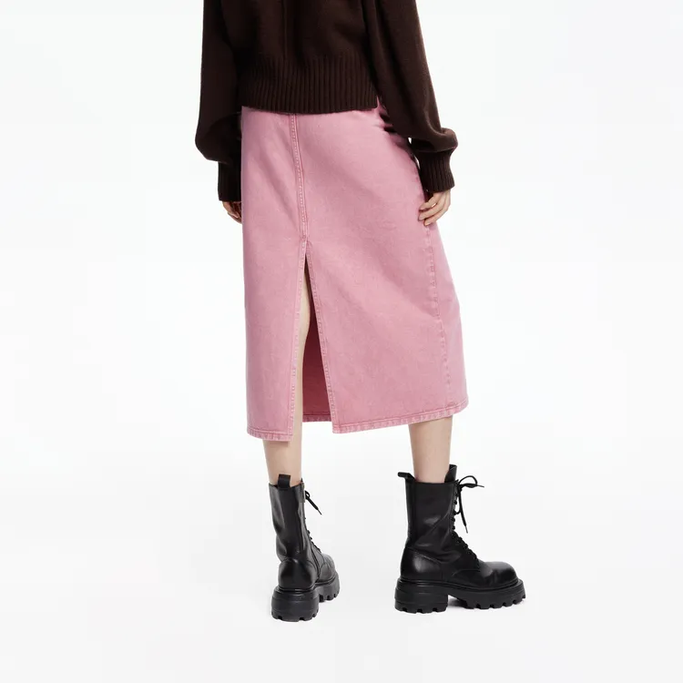 MOCO Denim Long Skirt Women's Neon Pink-2