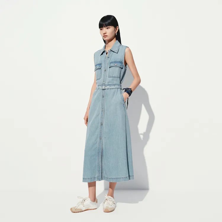 MOCO Sleeveless Dress Women's Denim Light Blue-4