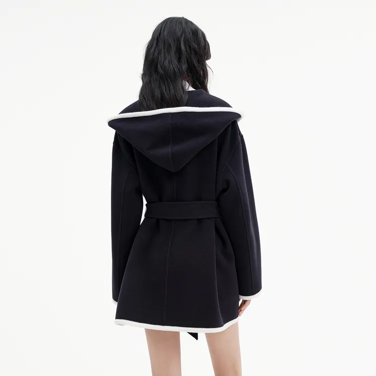 MO&CO Coats Women's Blue Black-2