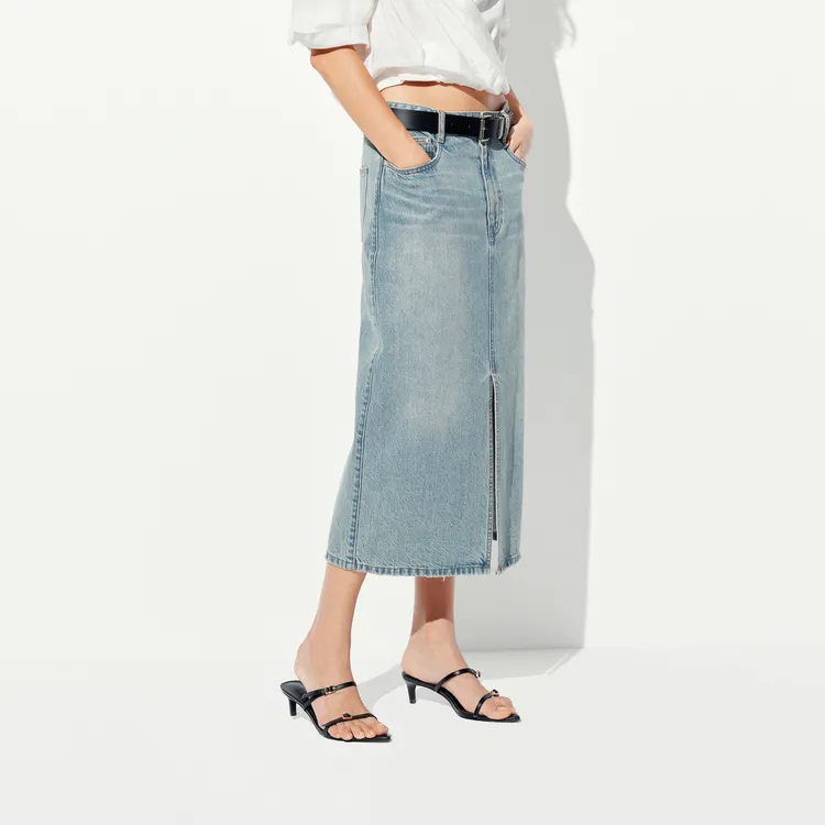 MOCO Denim Long Skirt Women's Blue-3