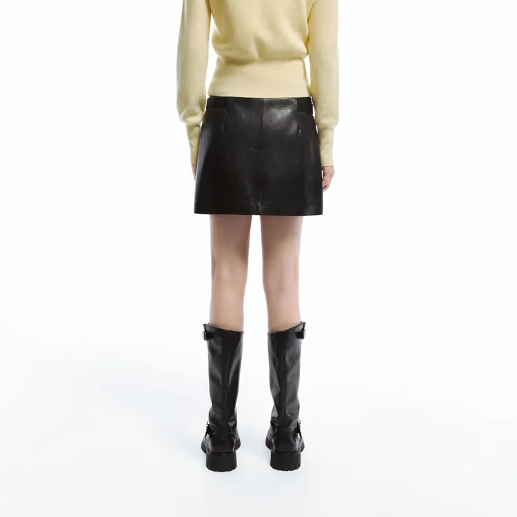 MOCO Leather Short Skirts Women's Black-5