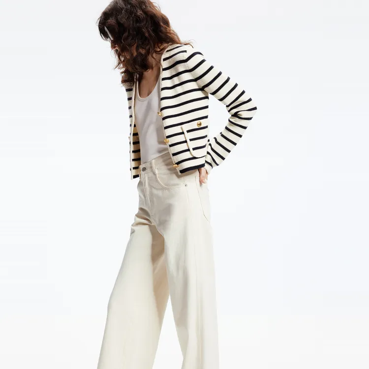 MOCO Sweater Women's Blue White Stripes Color-3