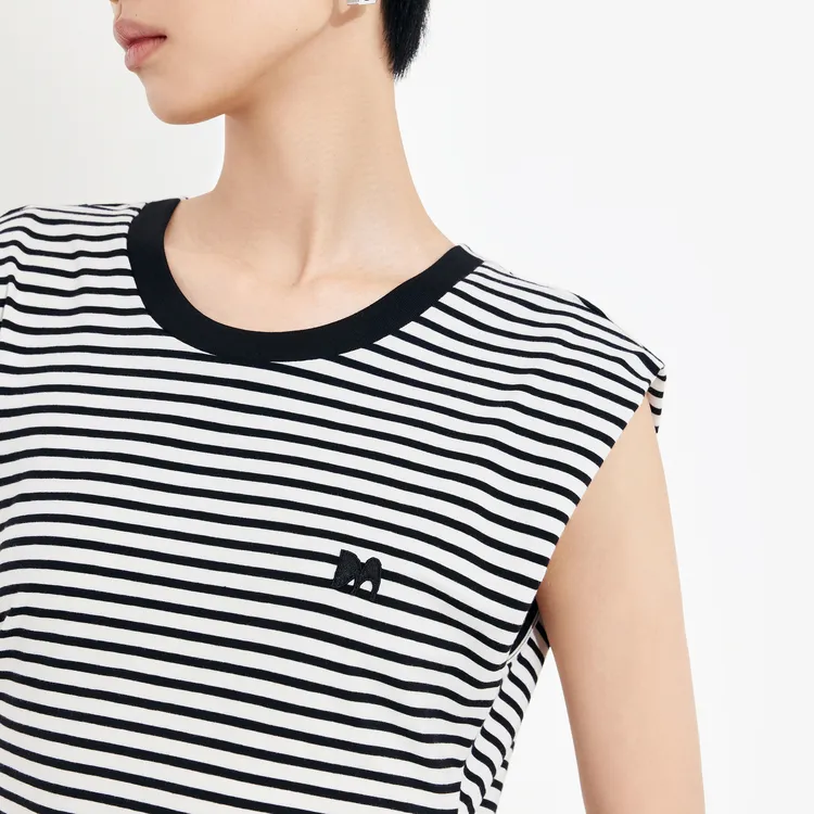 MOCO Short Sleeved Dress Women's White Black Stripes-5