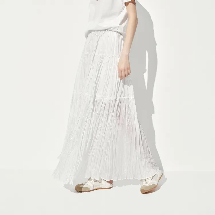 MO&CO Casual Long Skirts Women's Raw White-3