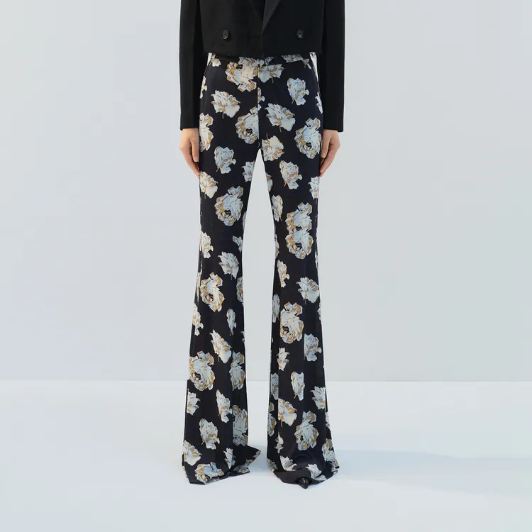 MOCO Casual Pants Women's Black With Print-2