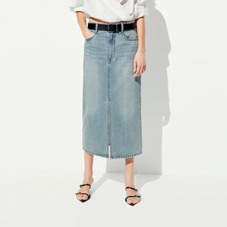 MOCO Denim Long Skirt Women's Blue-2