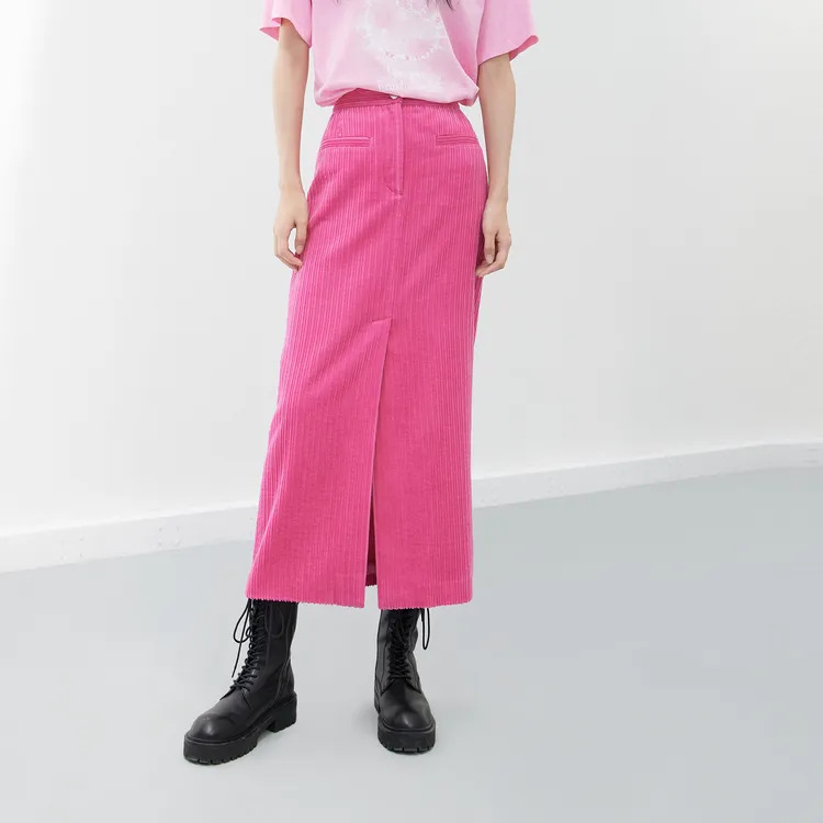 MO&CO Casual Long Skirts Women's Neon Pink-2