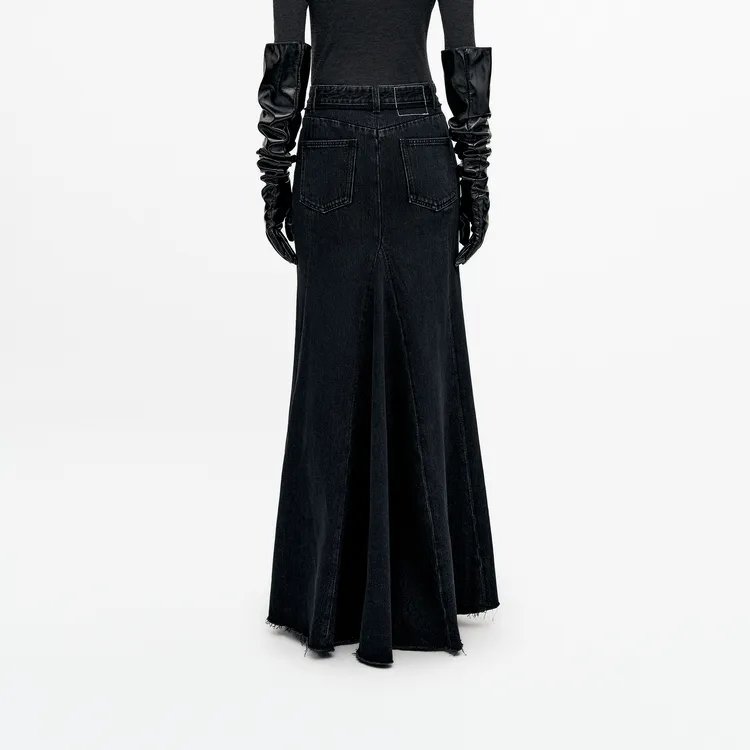 MOCO Denim Long Skirts Women's Denim Black-3