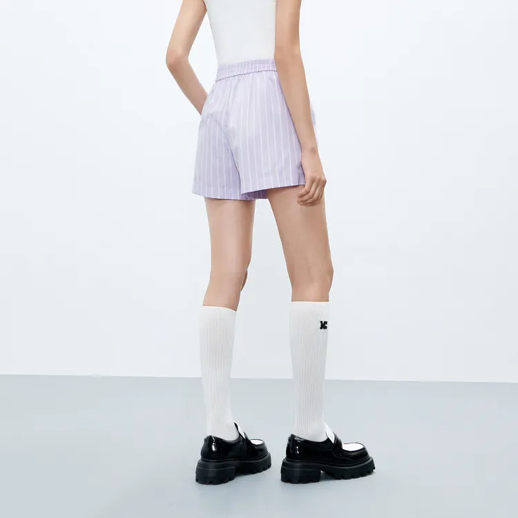 MO&CO Casual Shorts Women's Pink Purple Striped-3