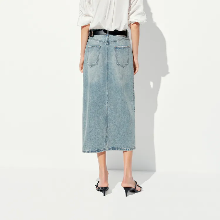 MOCO Denim Long Skirt Women's Blue-5