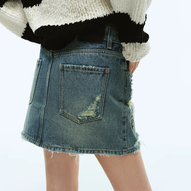 MOCO Denim Short Skirts Women's Blue-5