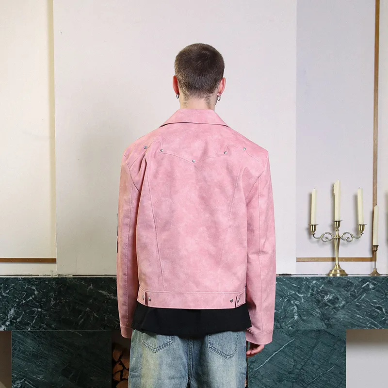 Tre Club Leather Jackets Unisex Pink-2