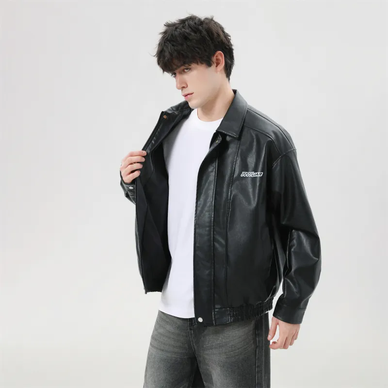 GOOSELIAR Leather Jacket Coat Motorcycle Jacket Unisex-2