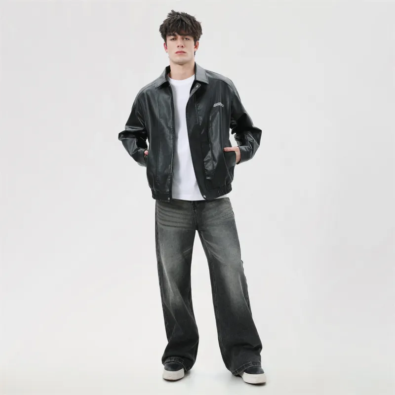 GOOSELIAR Leather Jacket Coat Motorcycle Jacket Unisex-8