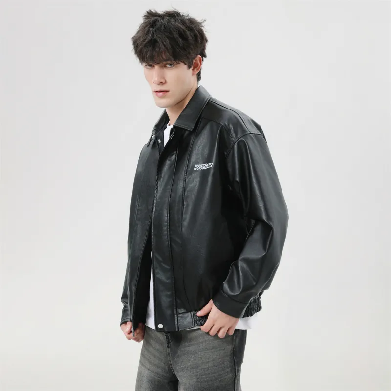 GOOSELIAR Leather Jacket Coat Motorcycle Jacket Unisex-3